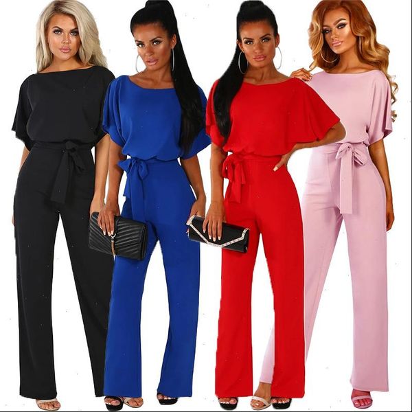 

womens romper summer women office work jumpsuits casual black red blue loose rompers female streetwear short sleeve plus size, Black;white