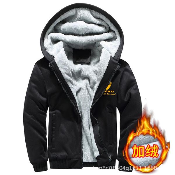 

men's hoodies & sweatshirts 2021 autumn and winter ducati logo plus size fleece hoodie jacket fashion loose men, Black