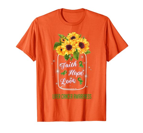 

faith hope love sunflower liver cancer awareness, White;black