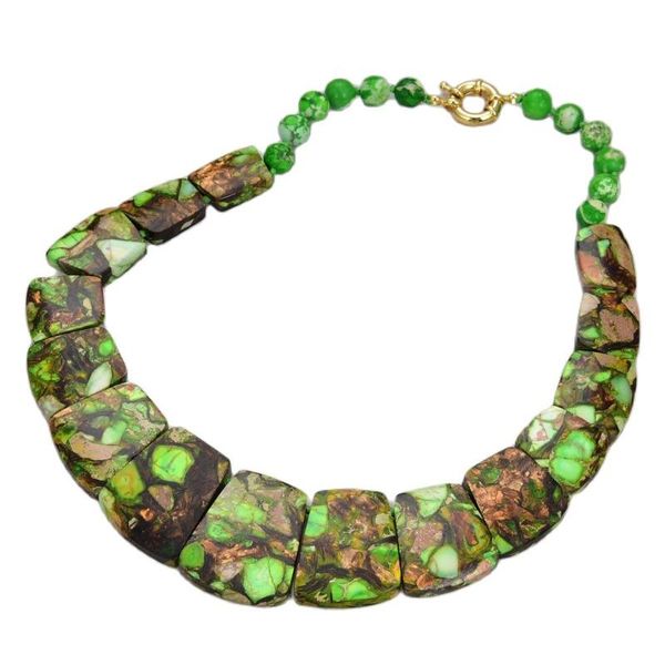 

pendant necklaces jk 18'' green color sea sediment imperial stone graduated necklace, Silver