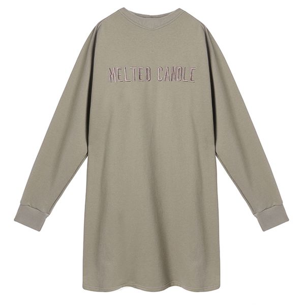 

black camel letter embroidery o neck long sleeve loose straight pullover sweatshirts mini dress fall winter d1817 210514, Black;gray