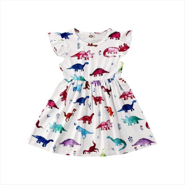 

baby summer clothing 1 6y girl dresses infant kid cute dinosaur dress sleeveless printed knee length a line, Red;yellow
