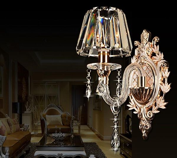 

wall lamp modern clear 1 arm and 2 arms crystal bedroom sconce with 100% k9 ac d