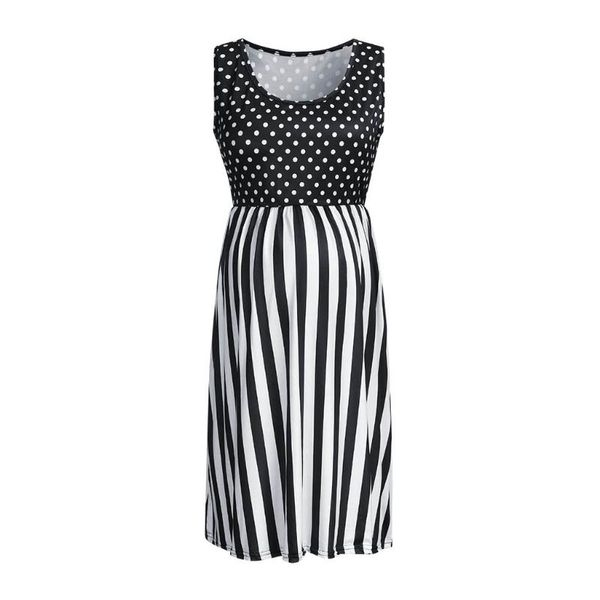 

maternity dresses s-2xl women sleeveless nursing dress summer pregnancy dot print stripe black clothe for pregnant z05, White