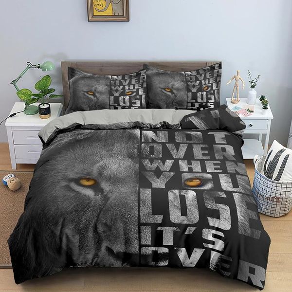 

bedding sets 3d animal tiger lion print duvet cover with 1/2pcs pillow covers set  size super soft comforter quilt