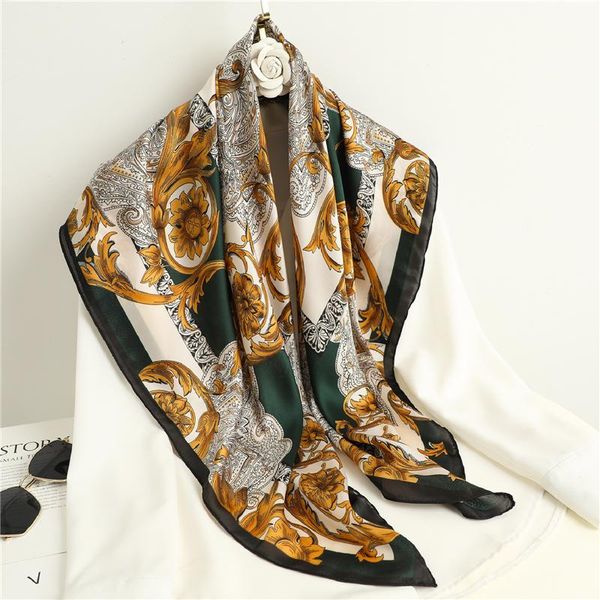 

scarves 2021 silk shawl square scarf women luxury headband on the head wraps ladies foulard neckerchief female hijab hair bands bandana, Blue;gray