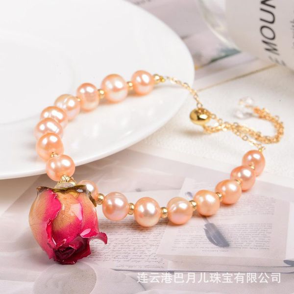 

beaded, strands natural champagne pearls with rose bracelets fashion ins hand accessories wholesale charm bracelet, Black