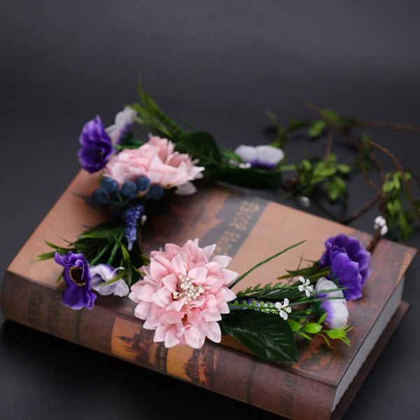 

hair clips & barrettes flower crown headband rattan vines wreath garland floral wedding bridal accessories for women and girls lb, Golden;silver