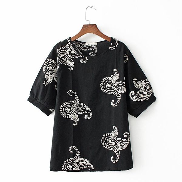 

women's t-shirt plus size xl-4xl white black embroidery tshirts oversized vintage summer
