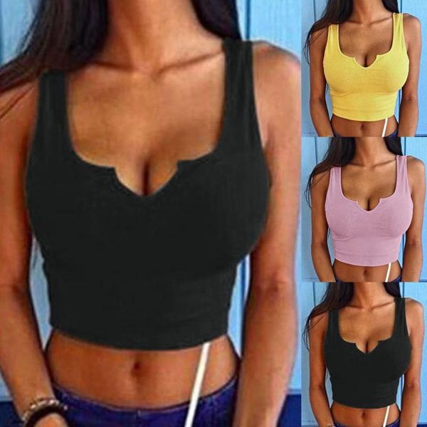 

#r5 sumemr beach sleeveless crop women basic t shirt notched scoop neck ribbed cub wear tshirt women's t-shirt, White