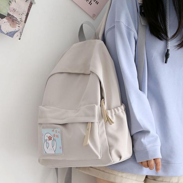 

backpack 2021 fashion women solid color female waterproof nylon school bag for teenager girls travel shoulder bags