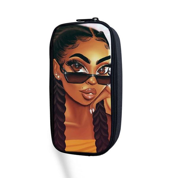 

cosmetic bags & cases cute african girls 3d print make up women makeup bag kids pencil school pen small