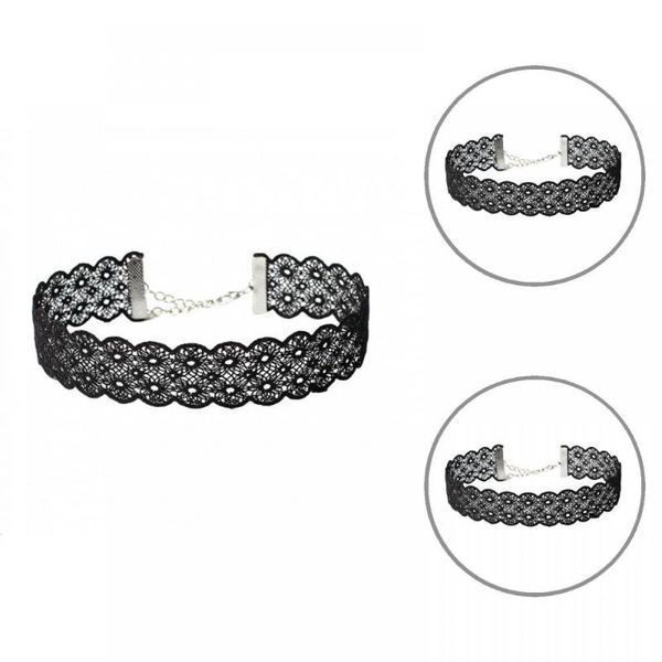 

chokers women gothic tattoo hollow lace clavicle short necklace adjustable jewelry gift, Golden;silver