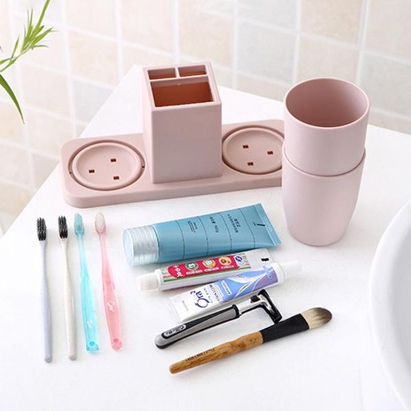 

toothbrush holders toothpaste holder stand 3 slots with 2 cups bathroom storage organizer for family couples