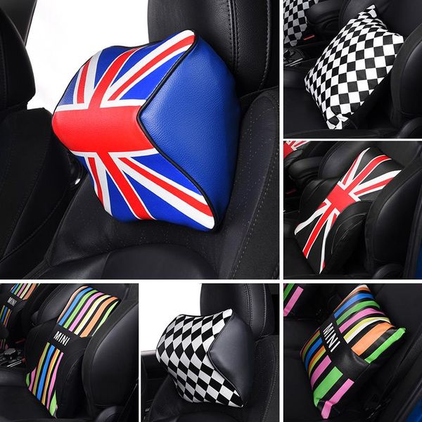 

seat cushions neck headrest back lumbar support pillow for mini cooper ergonomics universal memory foam leather cushion
