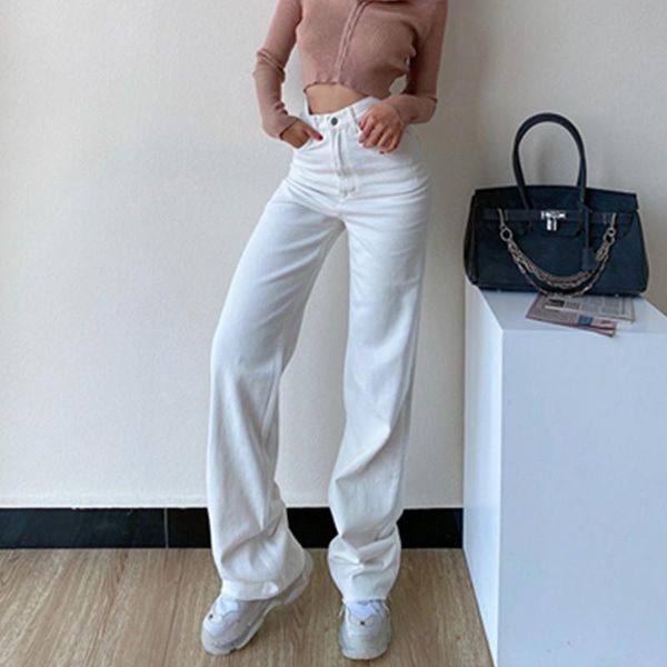 

women's jeans white straight leg for women high waist stretch denim mom jean baggy pants casual comfort loose tassel fashion trousers, Blue