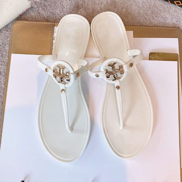 

slipper new tb flip flop in 2021 summer, jelly sandals, pvc non slip flat heeled women's sandalszly, Black