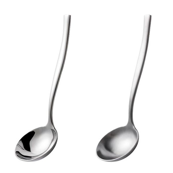 

spoons stainless steel roundhead dessert spoon long handle soup bouillon for home