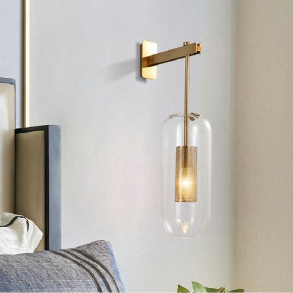 

wall lamp post modern nordic sconce living room bedside backdrop aisle corridor lighting bar restaurant lights luxurious glass lamps