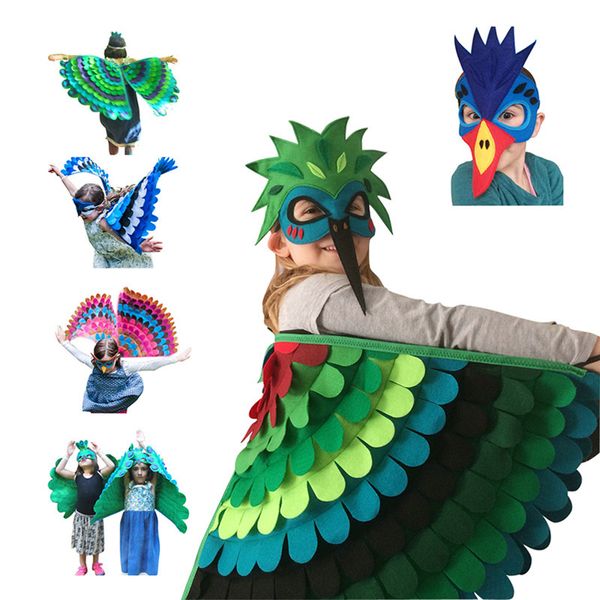 Forniture per feste di Halloween Costume per bambini Gufo Ala di uccello con maschera Haloween Ragazzo Ragazza Fantasia Animale Vestito Notte Bambino Nuovi regali Bambino