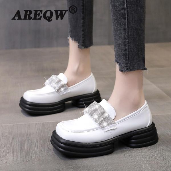 

dress shoes 2021 japanese style vintage mary janes women's shallow mouth casual student leather thick bottom, Black