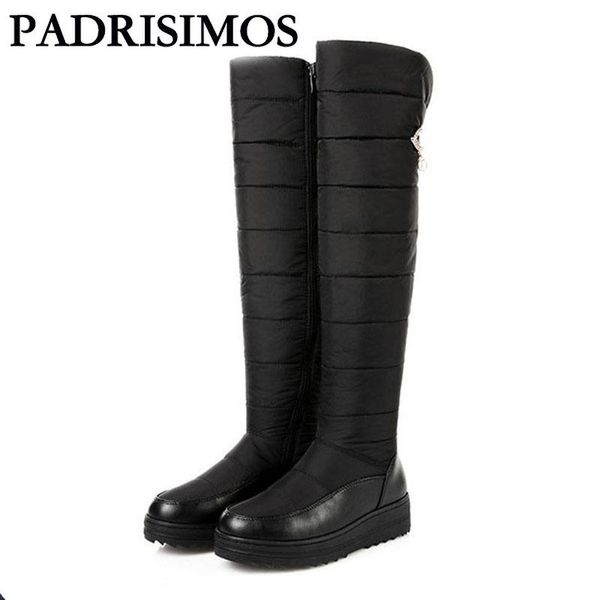 

boots padrisimos 2021 winter women over knee high down snow 51cm casual wedge zipper mother woman hx-89, Black