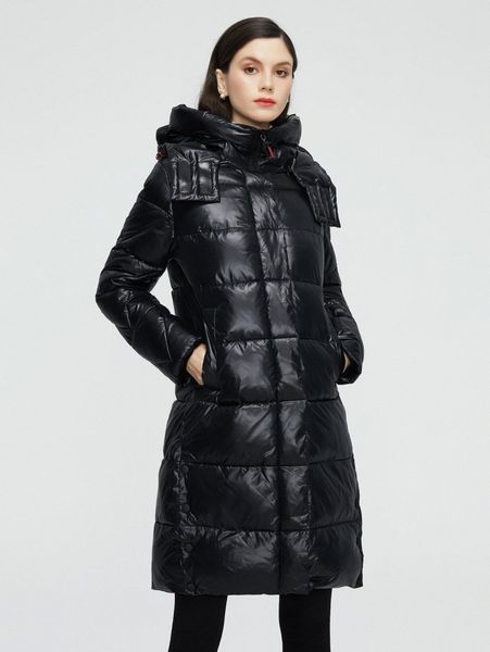

gasman zip up button side hooded puffer coat v38t#, Black
