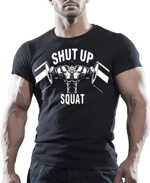 

gym bodybuilding training motivation mens squat t-shirt workout clothing, White;black