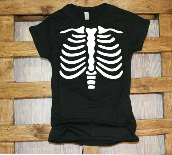 

grid j406 _ woman skeleton happy halloween t-shirt, White;black