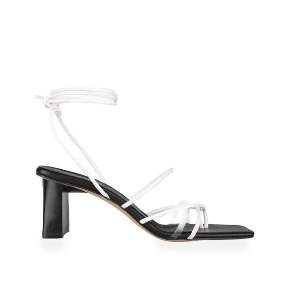 

sandals white heel lace-up, Black