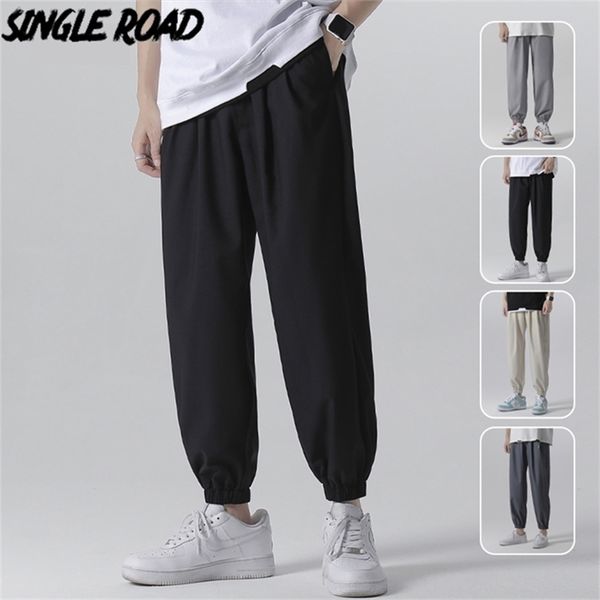 

single road mens quick dry running pants joggers summer plain sport ice fabric sweatpants trousers home 210810, Black