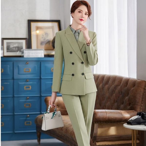 

women's two piece pants 2021 autumn winter thick women blazer and sets pieces ol styles fashion jacket coat formal professional trouser, White
