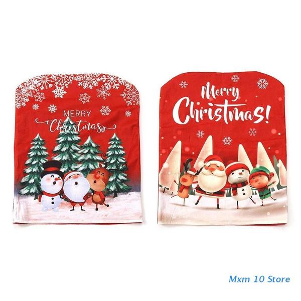 

chair covers christmas dining santa snowman elk slipcovers seat back cover