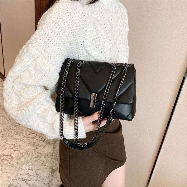 

evening bags 2021 fashion shoulder bag women chain crossbody high-quality soft pu leather luxury casual small messenger black red