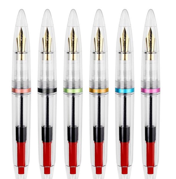 

transparent fountain pen dual ink filling way pen,students 0.5mm nib pens