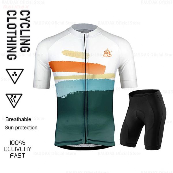 

raudax summer pro cycling clothing multicolor short sleeve jersey mtb bike team uniforme of men racing sets, Black;blue