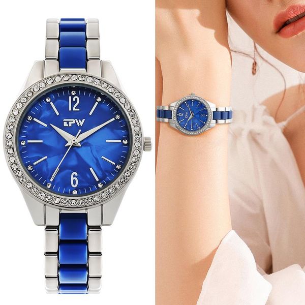 

wristwatches heart of the sea women watch fashion blue stainless strap rhinestone wristwatch ladies gift, Slivery;brown