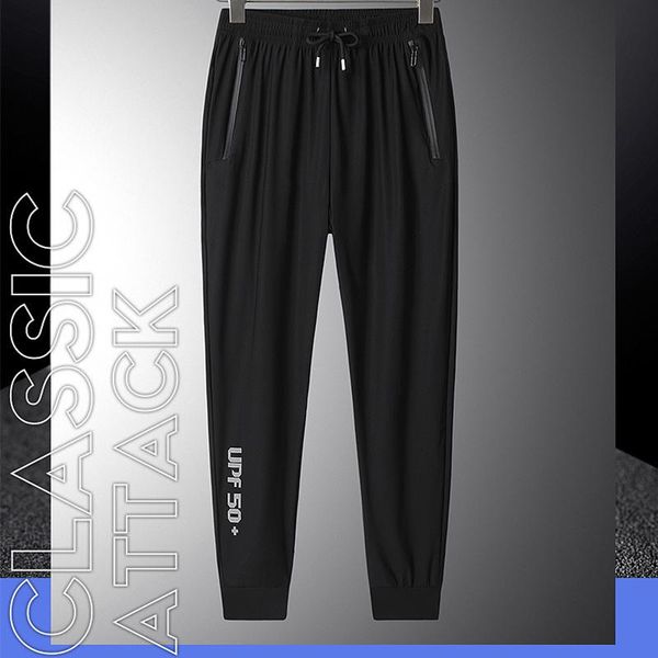 

running pants summer ultra-thin joggings sport for men quick-dry casual trousers loose ice silk bottoms fitness training plus size, Black;blue