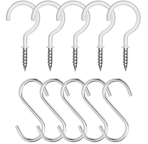 

hooks & rails coated ceiling multipurpose screw and s shaped for hanging plants, cups, utensils, lights stuff