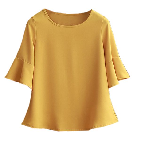 

2021 summer obesity chiffon blouse plus size 6xl 5xl women flare sleeve beautiful self-cultivati shirt blouse show thin, White