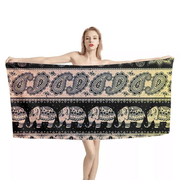 

towel hugsidea elephant tribe art paisley print bath home bathroom soft hand hair dry up towels absorbent fade resistant blanket