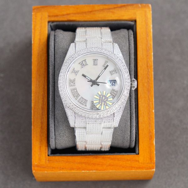 

designer watches designer watch luxury watch full diamond mens mechanical automatic sapphire 41mm strap diamond-studded steel ladies fashion, Slivery;brown