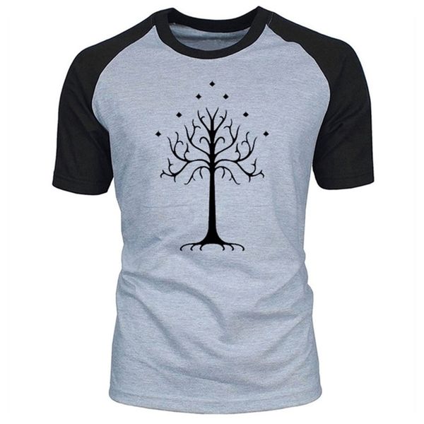

summer the hobbit gondor white tree men short sleeve tshirt lord of ring fashion casual o- neck cotton t shirt plus size 210716, White;black
