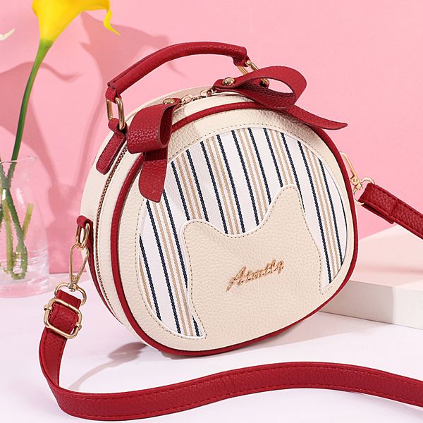 

french women's 2019 new fashion popular messenger single shoulder hand small round bag