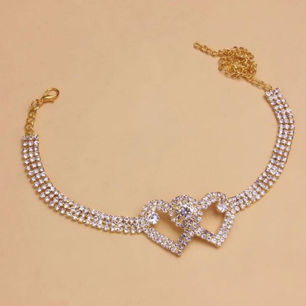 

anklets fashion silver color double heart ankle bracelet for women bling hollow out love foot leg chain j b1o1, Red;blue
