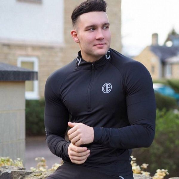 

factorylhyw sleeves new arrival quick long compression t shirt plus size fitness clothing solid colorquick dry bodybuild y, White;black