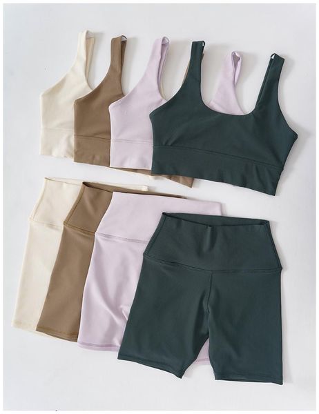 

yoga outfit ribbed seamless set sportswear push up tights woman biker sporty gym workout stretchy tank and shorts breathable wear