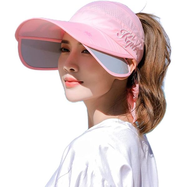 

wide brim hats female outdoor adjustable casual beach hat sun caps summer visor sunhat cap shade for women, Blue;gray