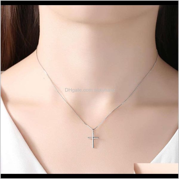 

necklaces pendants jewelry drop delivery 2021 pag & mag s925 sier necklace simple cross pendant womens box chain oruzx, Silver