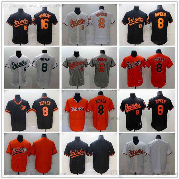 

2022 News Baseball 8 Cal Ripken Jr. Jerseys Stitched Black 16 Trey Mancini Jersey White Grey Gray Orange Gold Blank NO Name Number, As picture